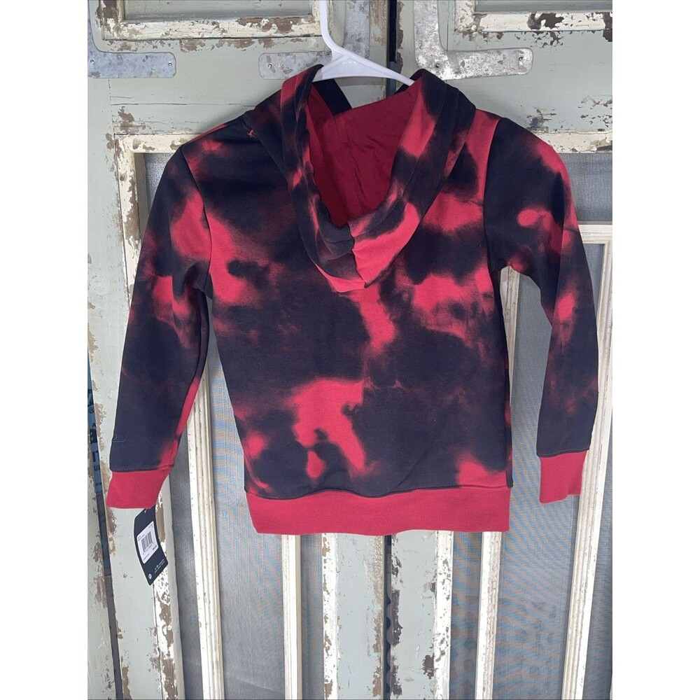 Nike Air Jordan Kids Reverse Tie Dye Pullover Hoodie Black Red Gym Sz 6 NWT - Picture 5 of 8